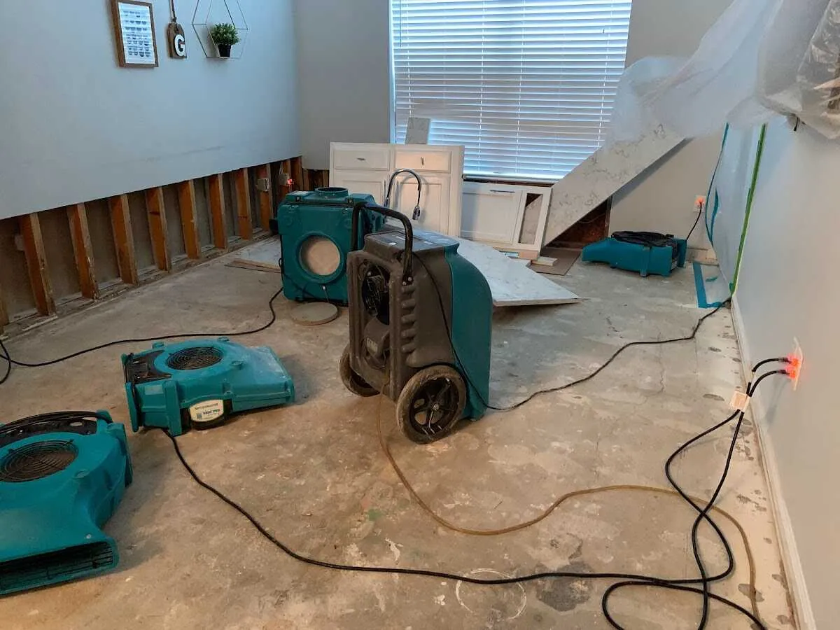 Dehumidifier in flood-cut room for Water Damage Restoration in Hopewell